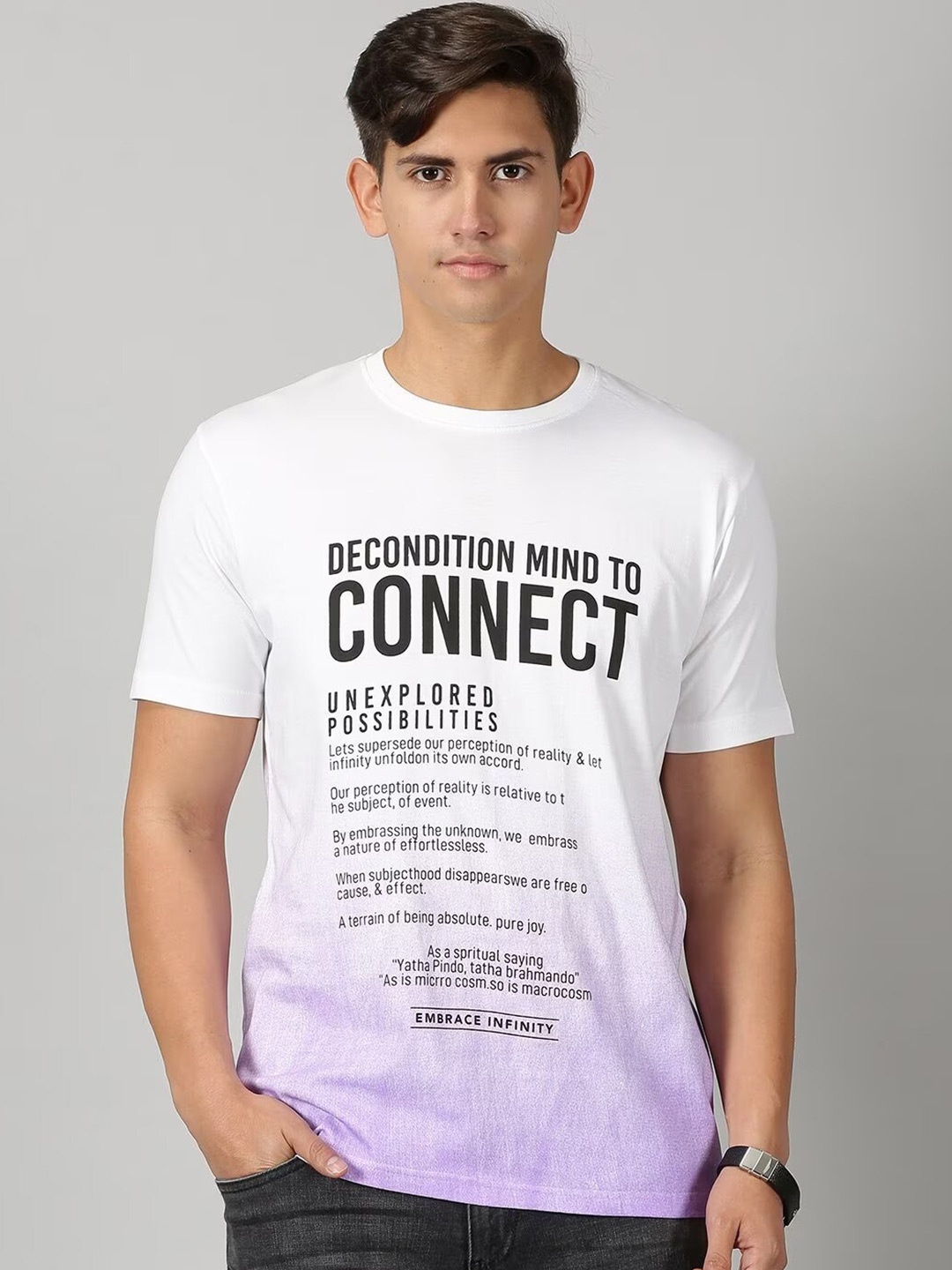 

THE HOLLANDER Typography Printed Regular Fit Cotton T-shirt, White