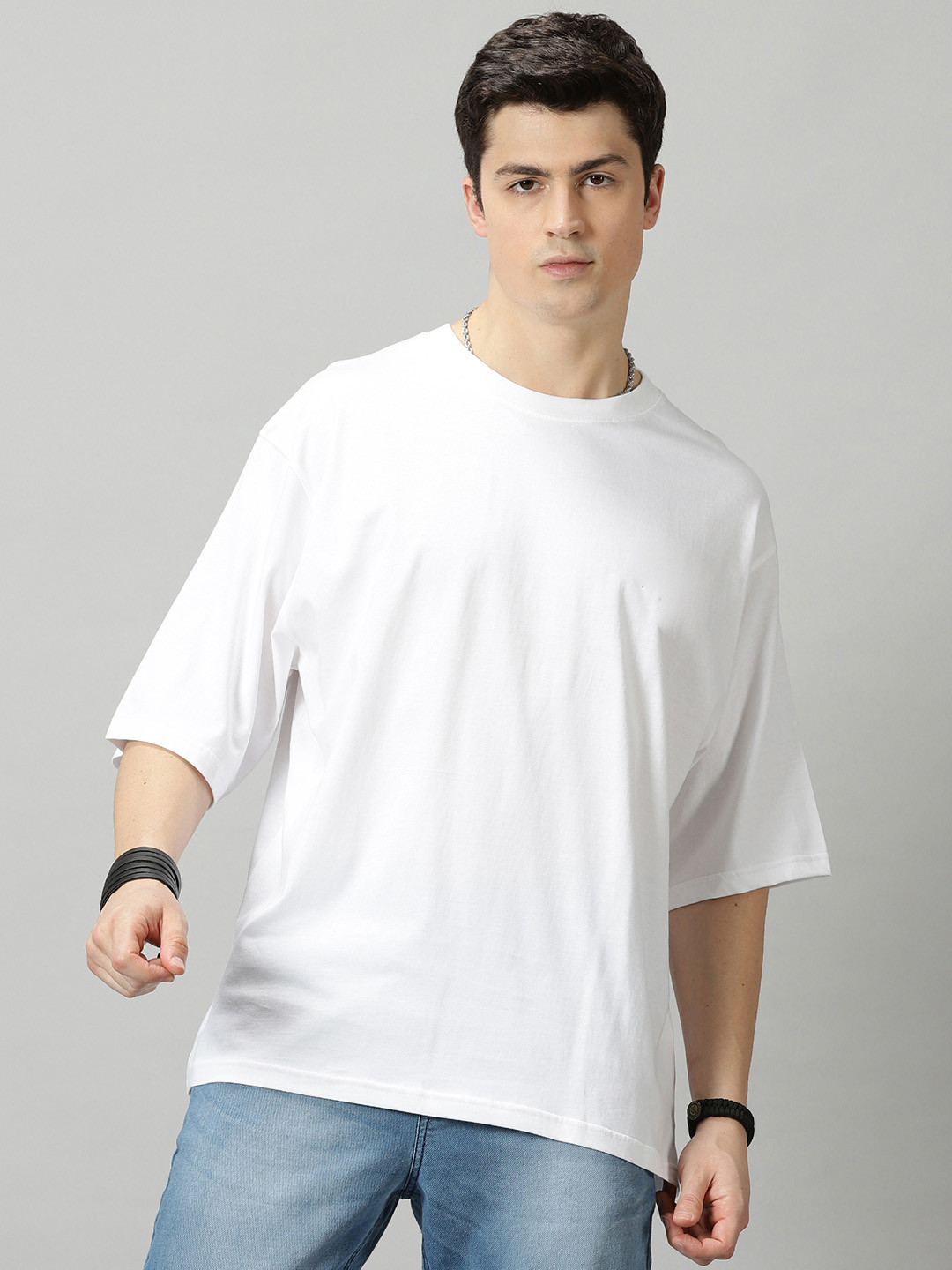 

THE HOLLANDER Drop-Shoulder Sleeves Pure Cotton Oversized T-Shirt, White