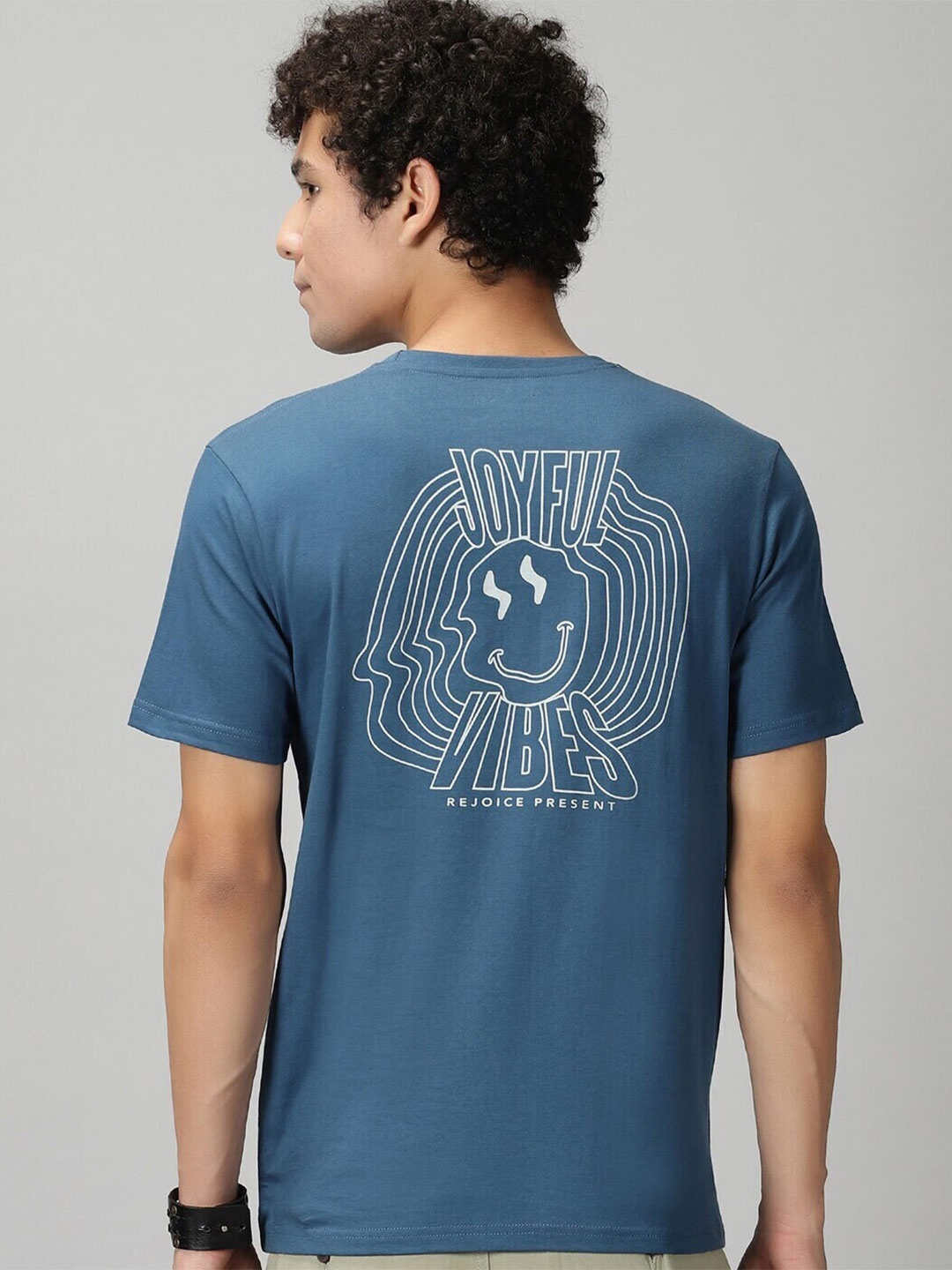 

THE HOLLANDER Graphic Printed Regular Fit Cotton T-shirt, Blue