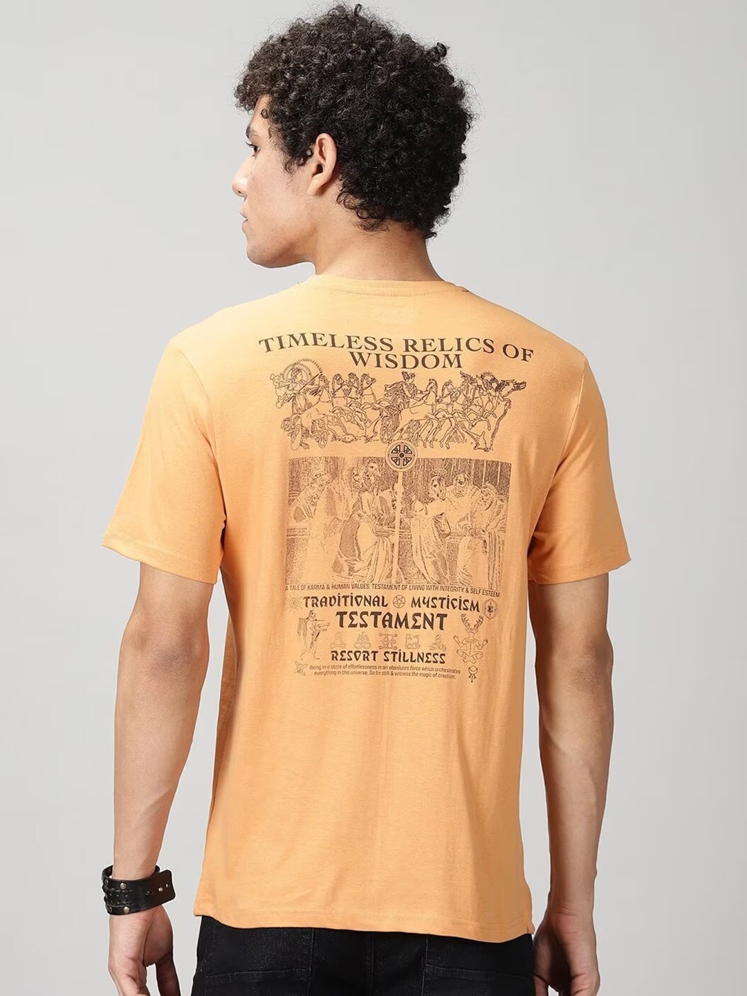

THE HOLLANDER Graphic Printed Regular Fit Cotton T-shirt, Orange