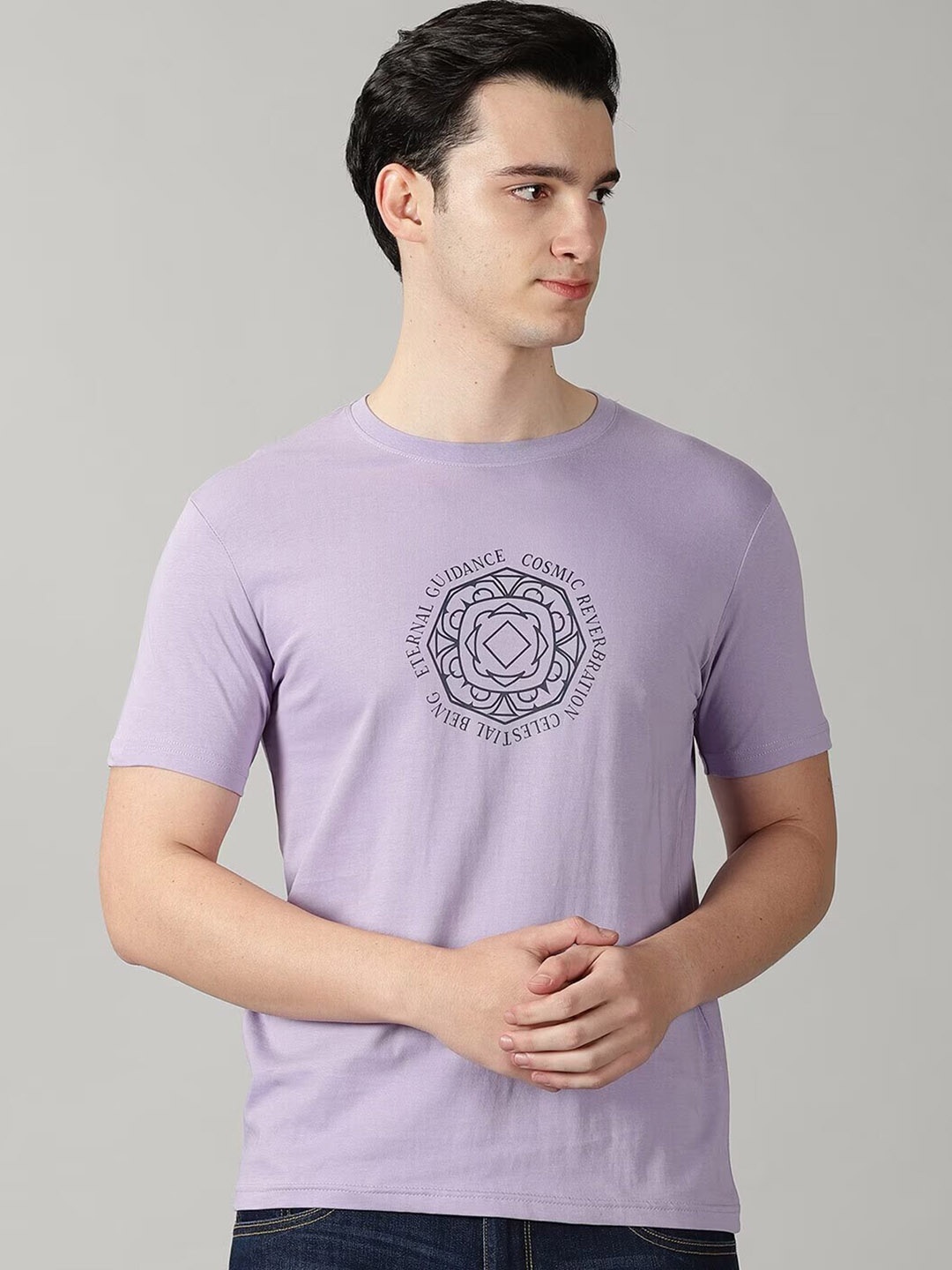 

THE HOLLANDER Graphic Printed Regular Fit Cotton T-shirt, Purple