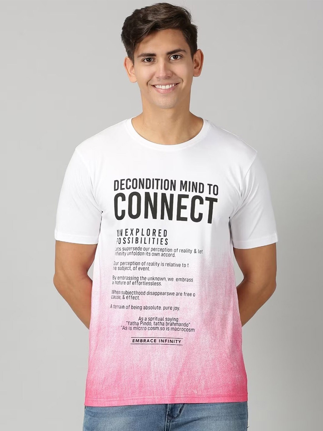 

THE HOLLANDER Typography Printed Regular Fit Cotton T-shirt, White