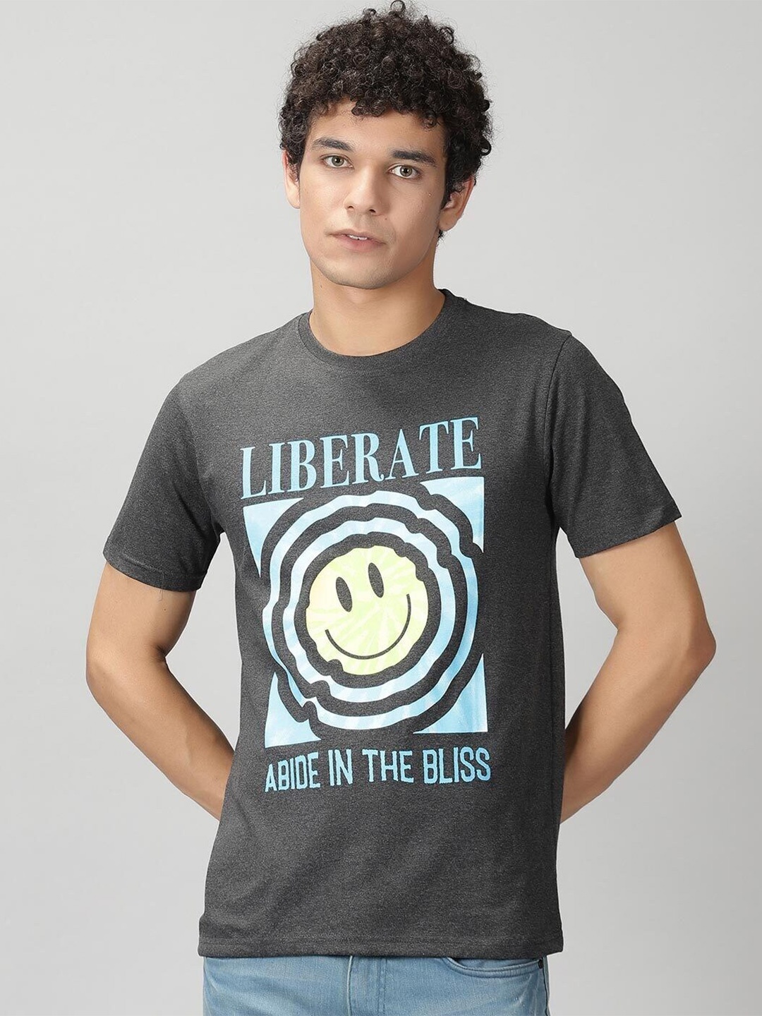 

THE HOLLANDER Typography Printed Regular Fit Cotton T-shirt, Copper