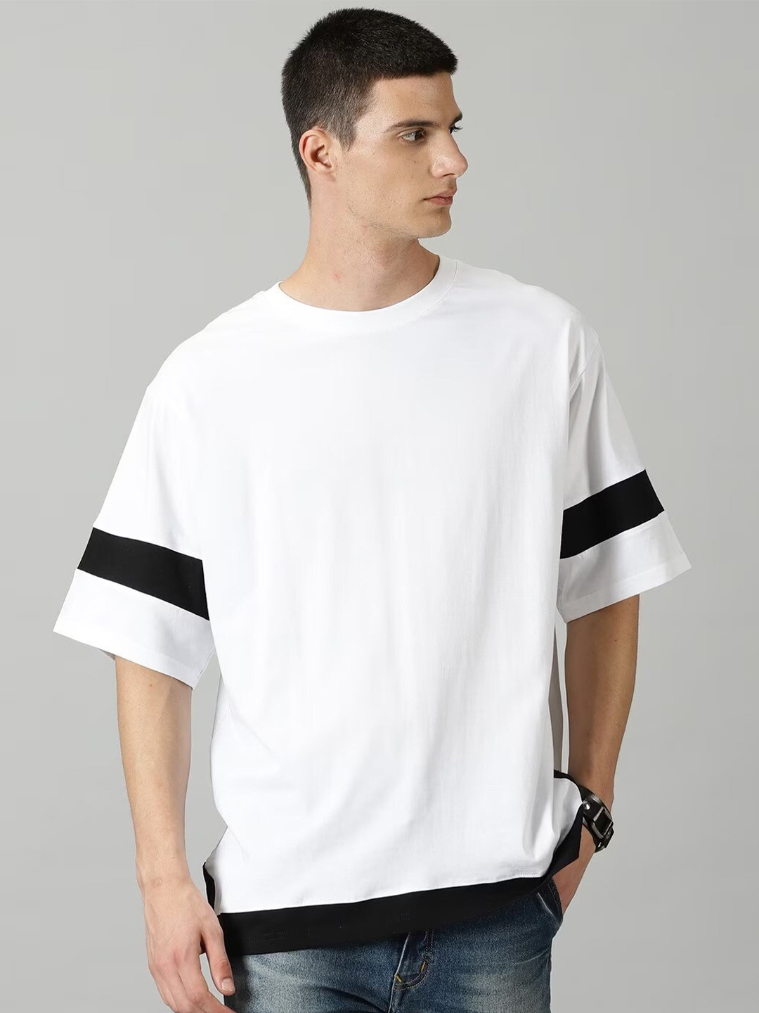 

THE HOLLANDER Drop-Shoulder Sleeves Oversized Fit Cotton T-Shirt, White