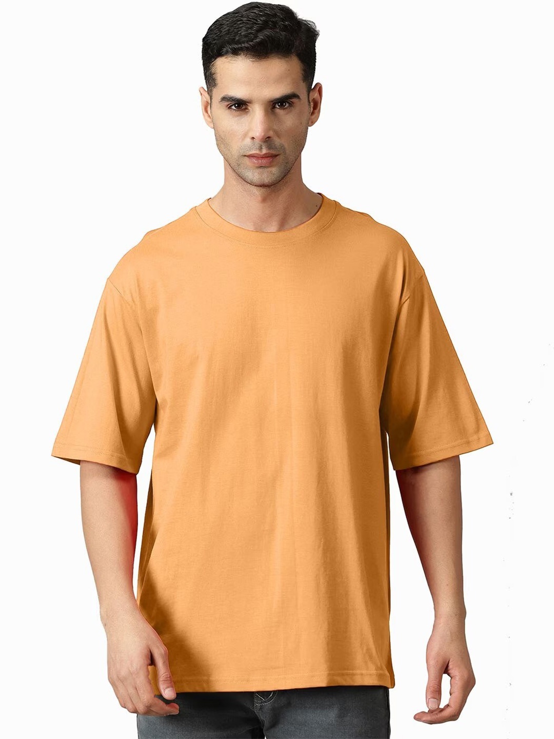 

THE HOLLANDER Drop-Shoulder Sleeves Oversized Fit Cotton T-Shirt, Bronze