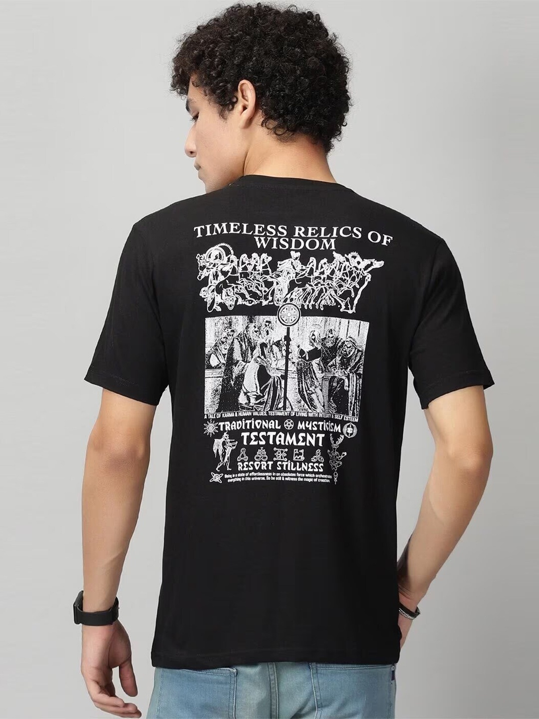 

THE HOLLANDER Graphic Printed Regular Fit Cotton T-shirt, Black