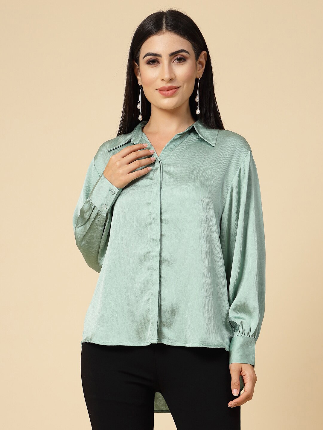 

Gipsy Satin Casual Shirt, Green