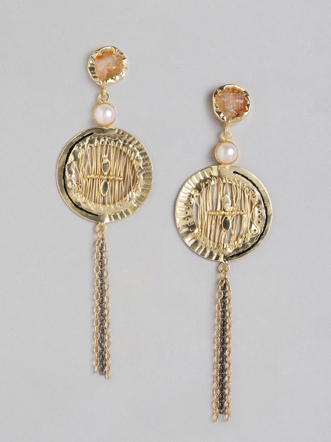 

Blueberry Gold-Plated Contemporary Artificial Stone Drop Earrings