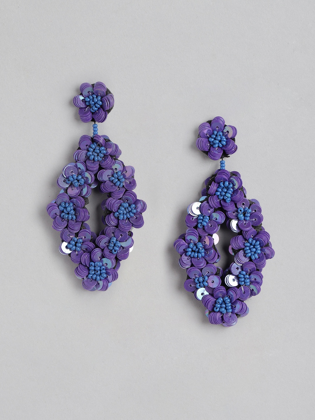 

Blueberry Contemporary Beaded Drop Earrings, Purple