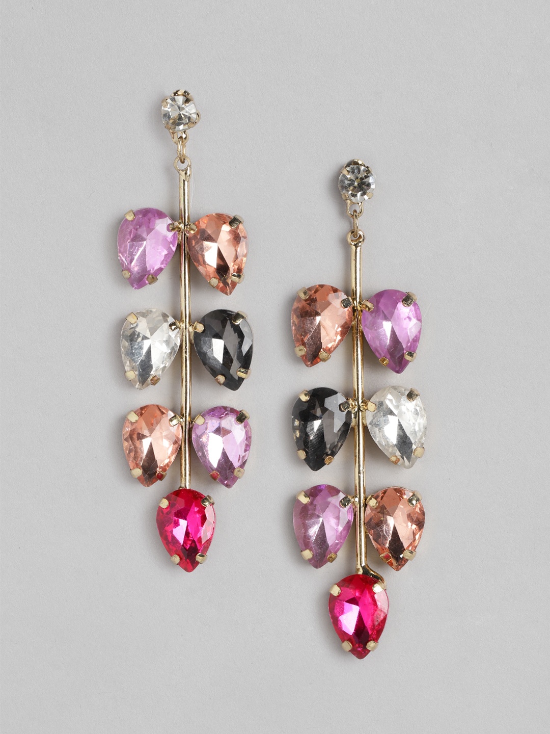 

Blueberry Gold-Plated Leaf Shaped Drop Earrings, Multi