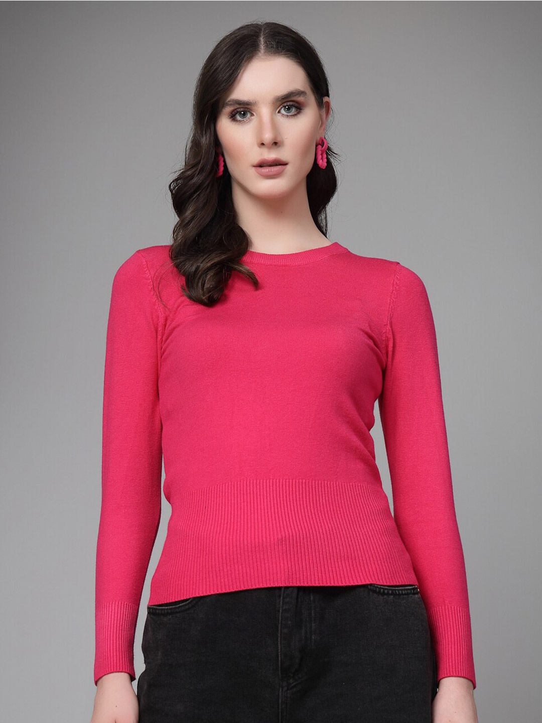 

Mafadeny Mock Collar Long Sleeves Pullover, Pink