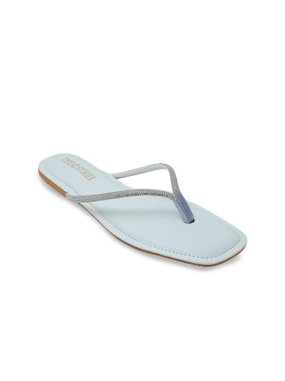 

Thread Stories Embellished Open Toe Flats, White