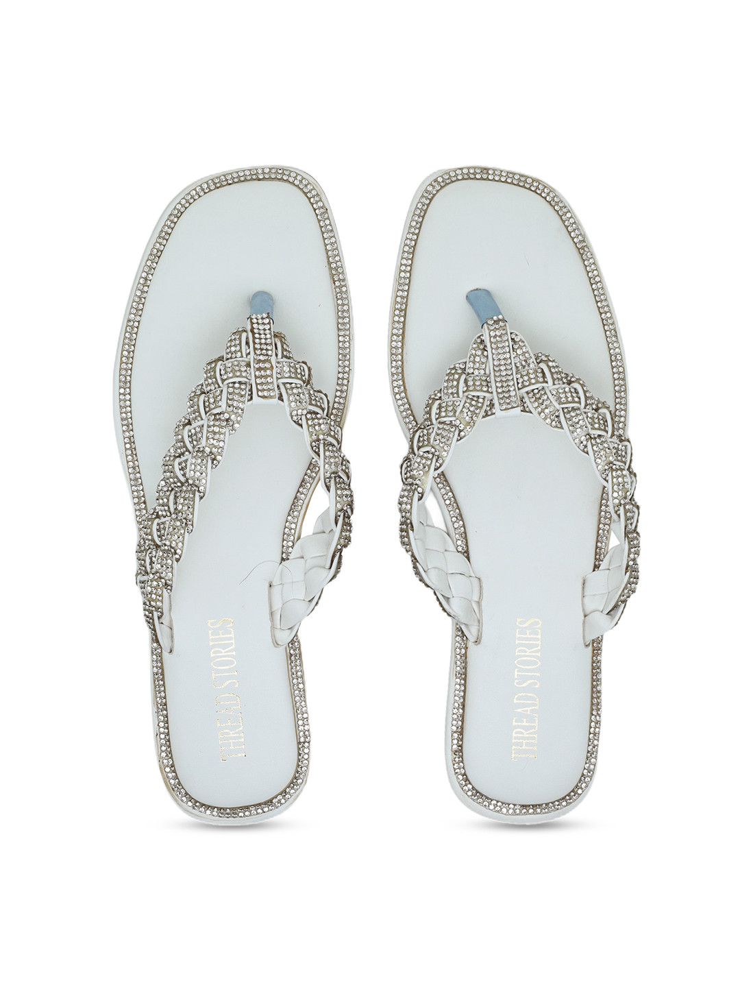 

Thread Stories Women Embellished Open Toe Flats, White