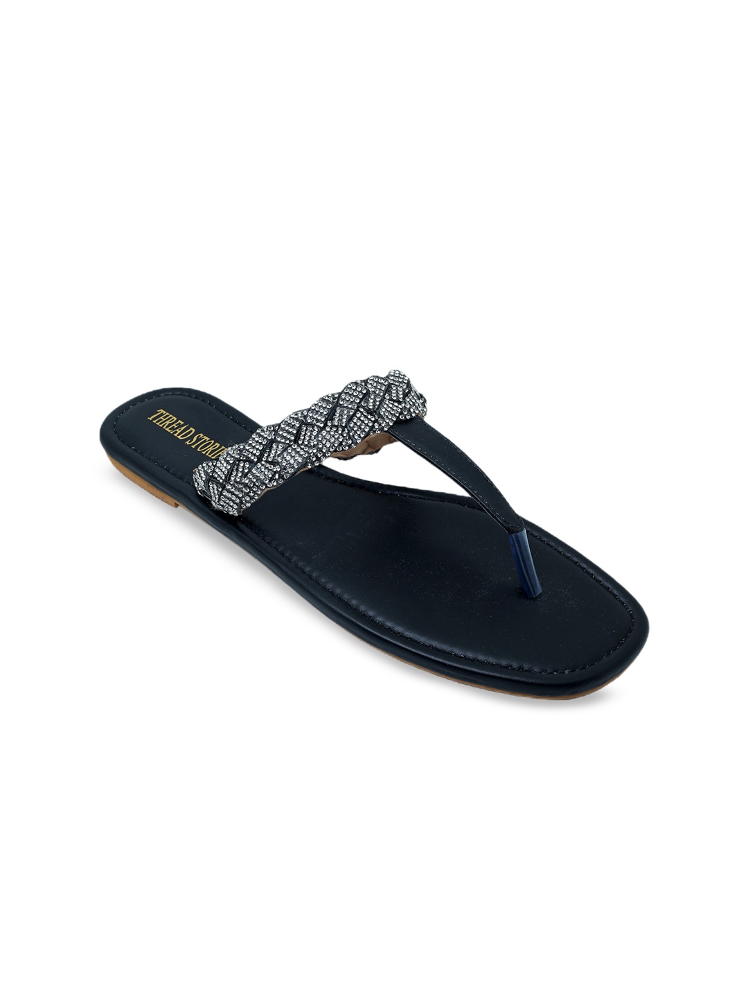 

Thread Stories Embellished T-Strap Flats, Black