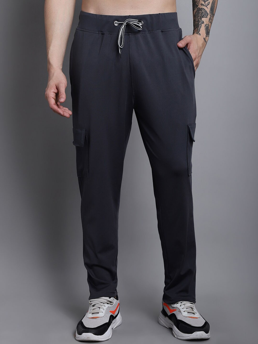 

9ty3ree Men Mid Rise Track Pants, Charcoal