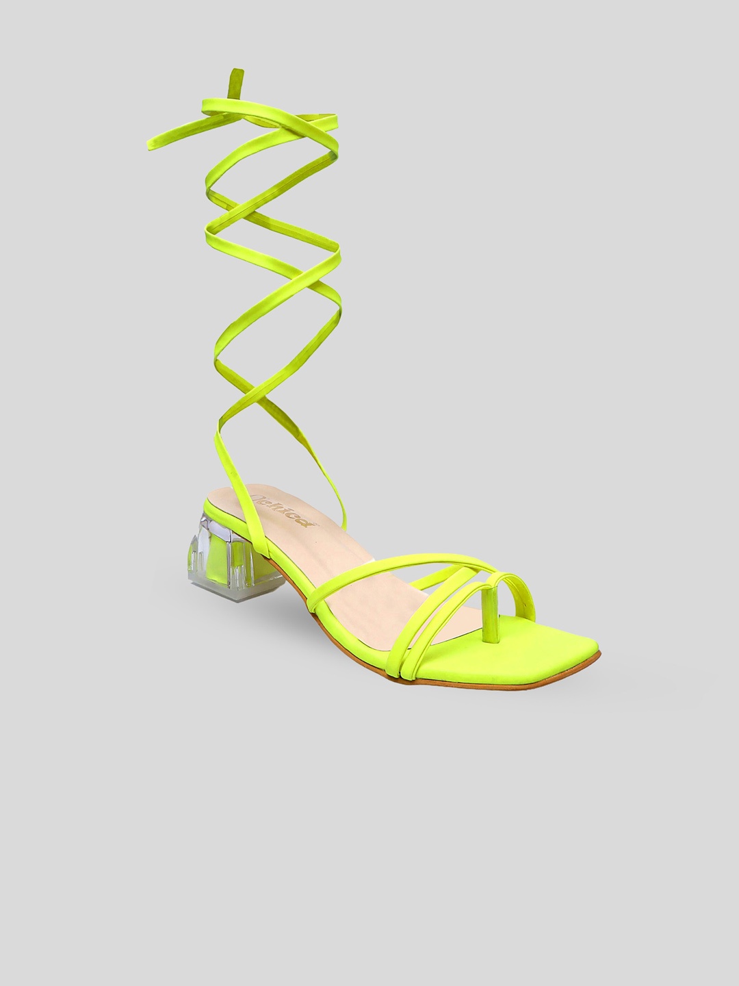 

DChica Printed Gladiator Block Heels, Green