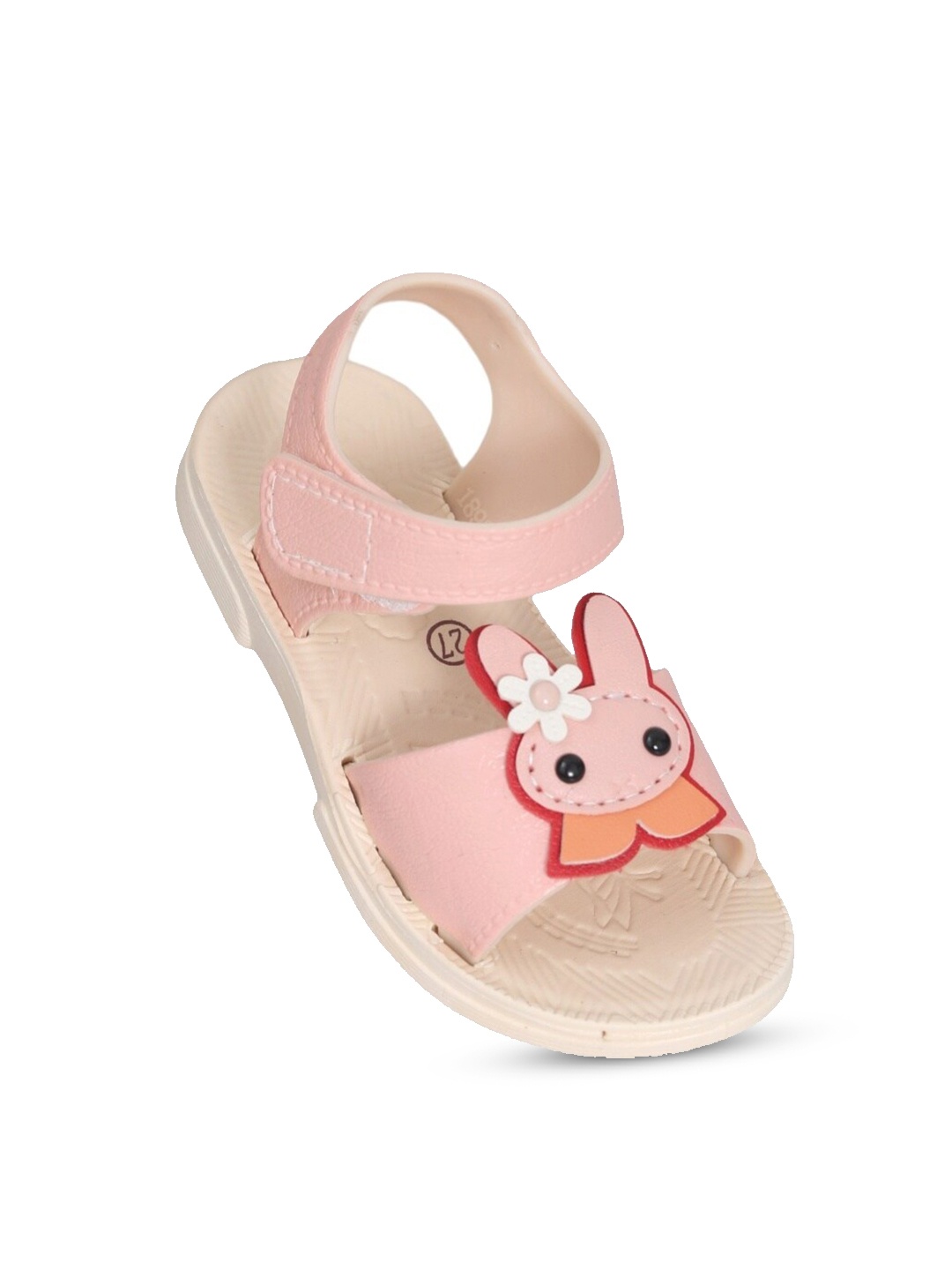 

Yellow Bee Girls Printed Open Toe Flats With Backstrap, Pink