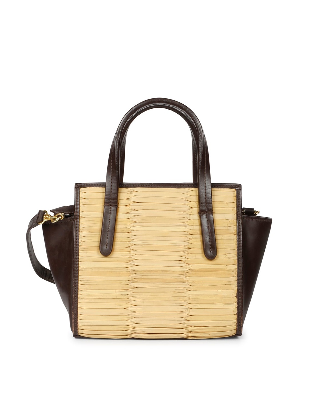 

Favore Self Design Textured Oversized Structured Handheld Bag, Beige