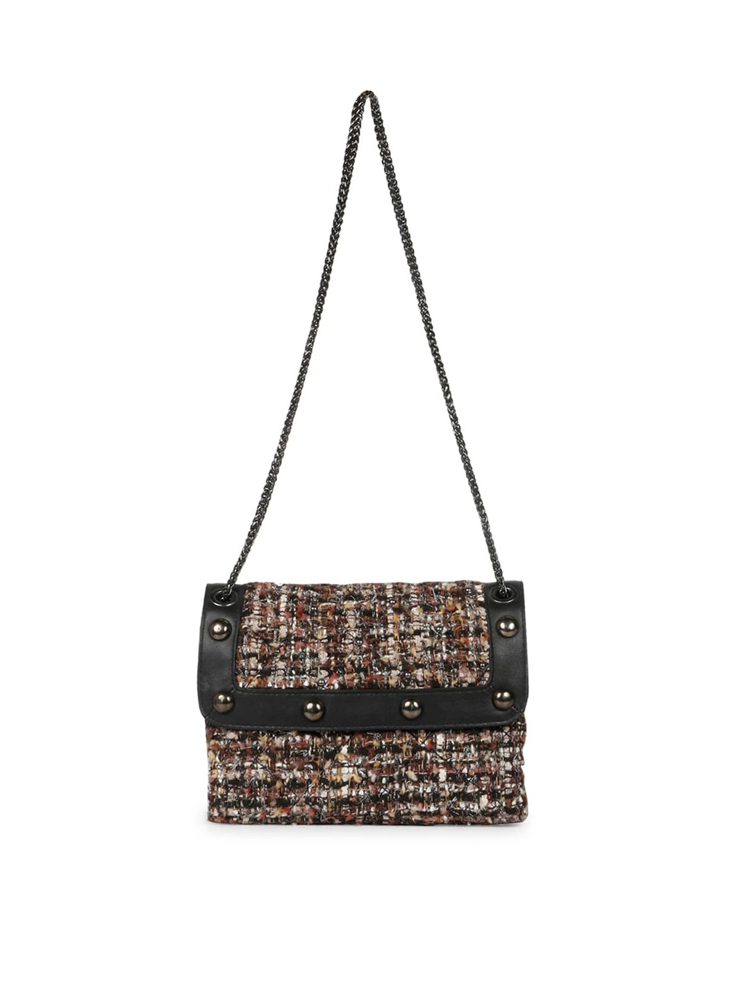 

Favore Embellished Leather Structured Sling Bag, Black