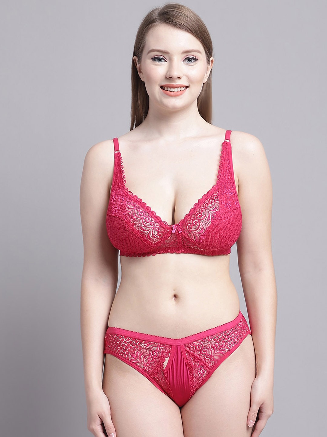 

GRACIT Self-Design Lingerie Set, Pink