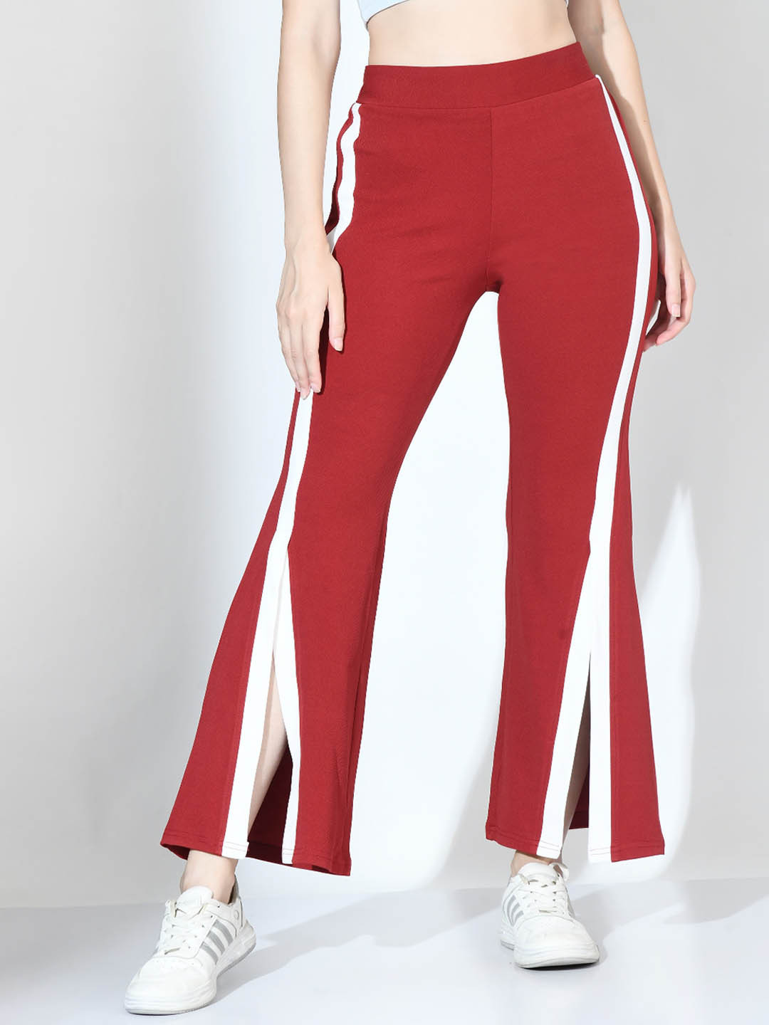 

IUGA Women Relaxed High-Rise Trousers, Maroon