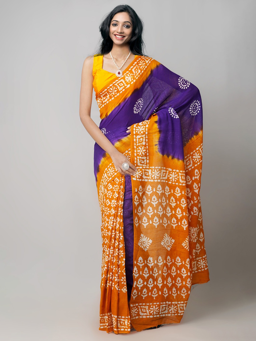 

Unnati Silks Batik Pure Cotton Kota Saree, Violet