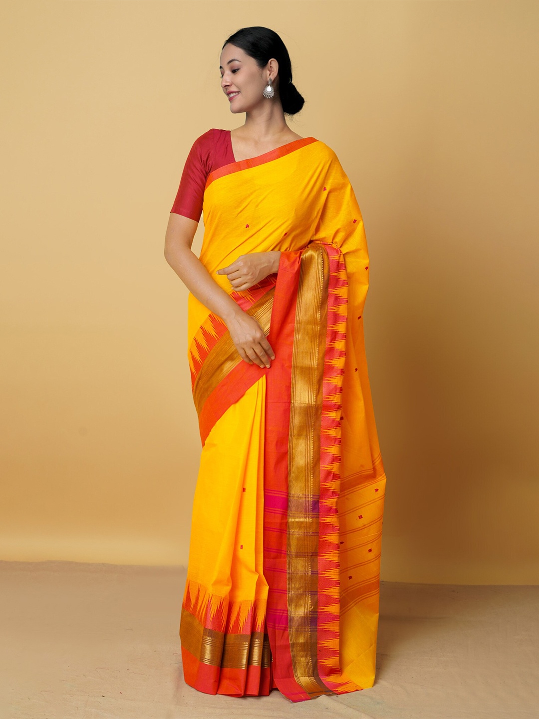 

Unnati Silks Woven Design Pure Cotton Kanjeevaram Saree, Yellow