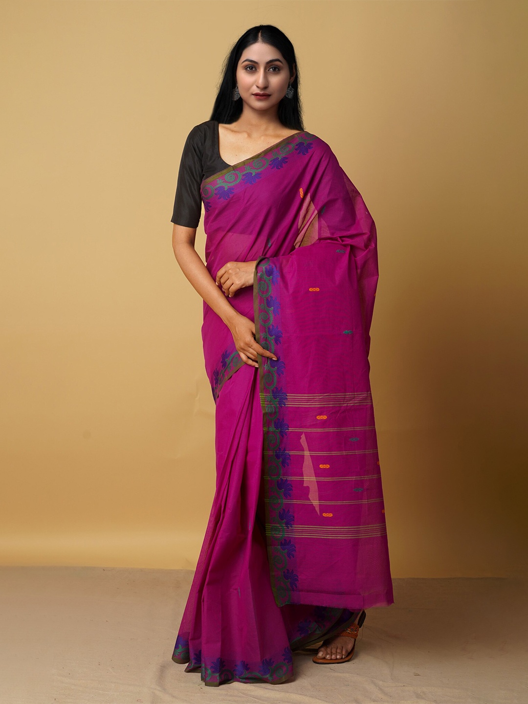 

Unnati Silks Woven Design Pure Cotton Venkatgiri Saree, Purple