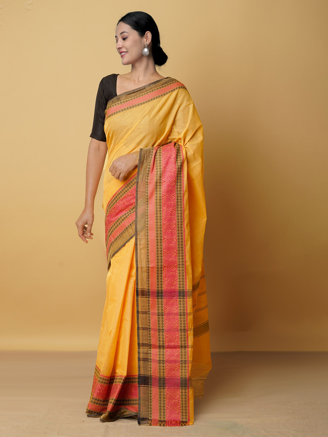 

Unnati Silks Pure Cotton Kanjeevaram Saree, Orange