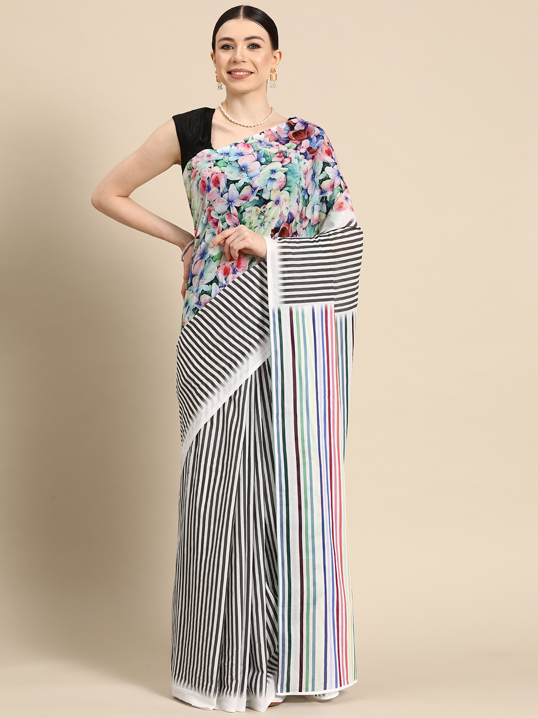 

BUTA BUTI Floral Pure Cotton Saree, Multi