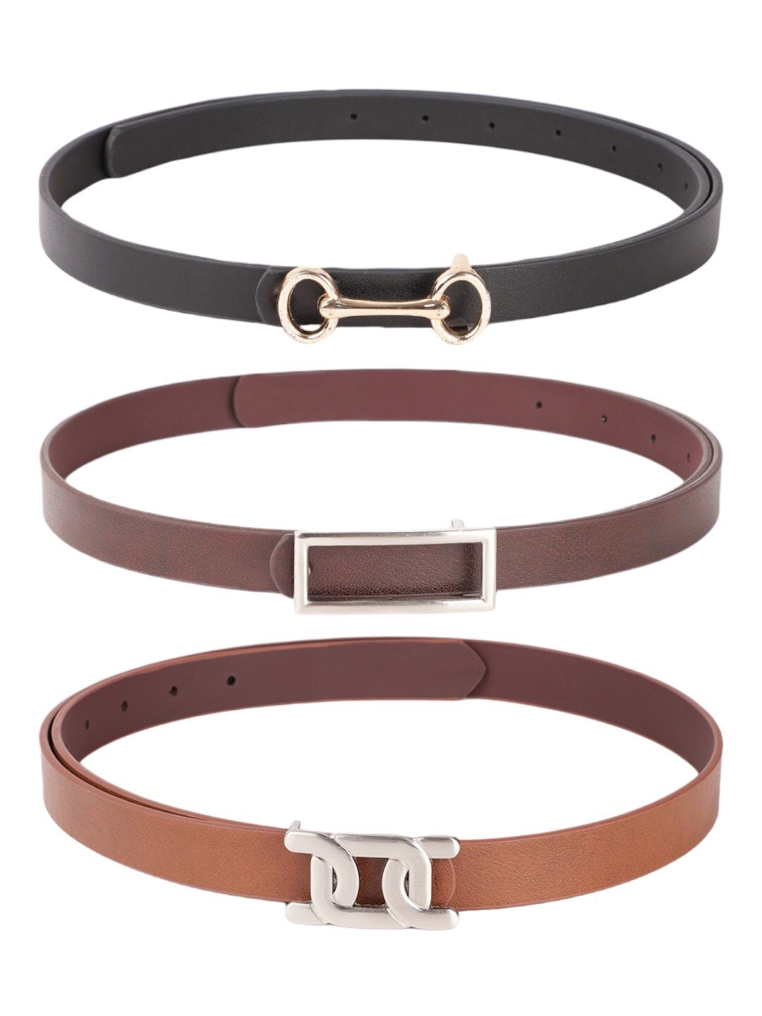 

CRUSSET Women Pack of 3 Synthetic Belt, Brown