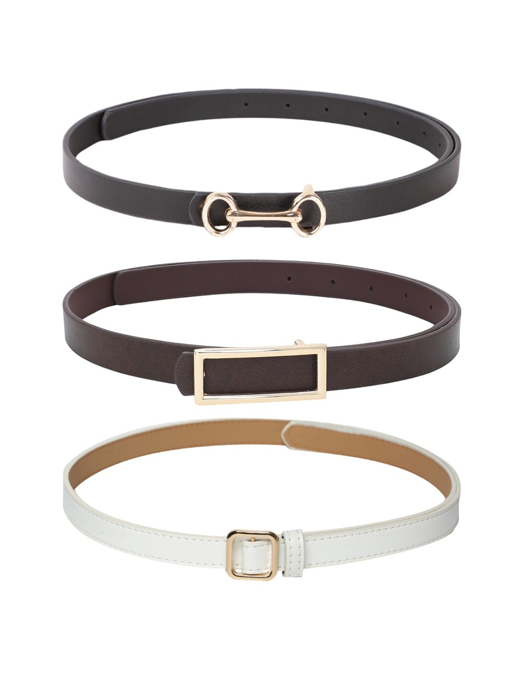 

CRUSSET Women Pack of 3 Synthetic Belt, White