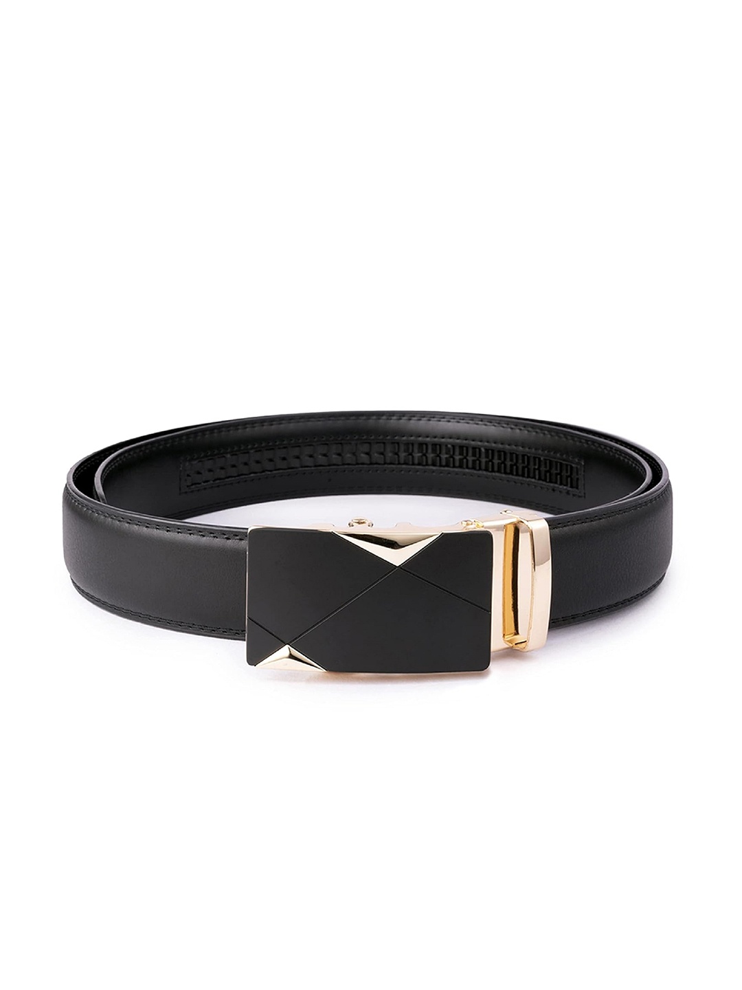 

Zacharias Men Textured Slim Slider Buckle Belt, Black