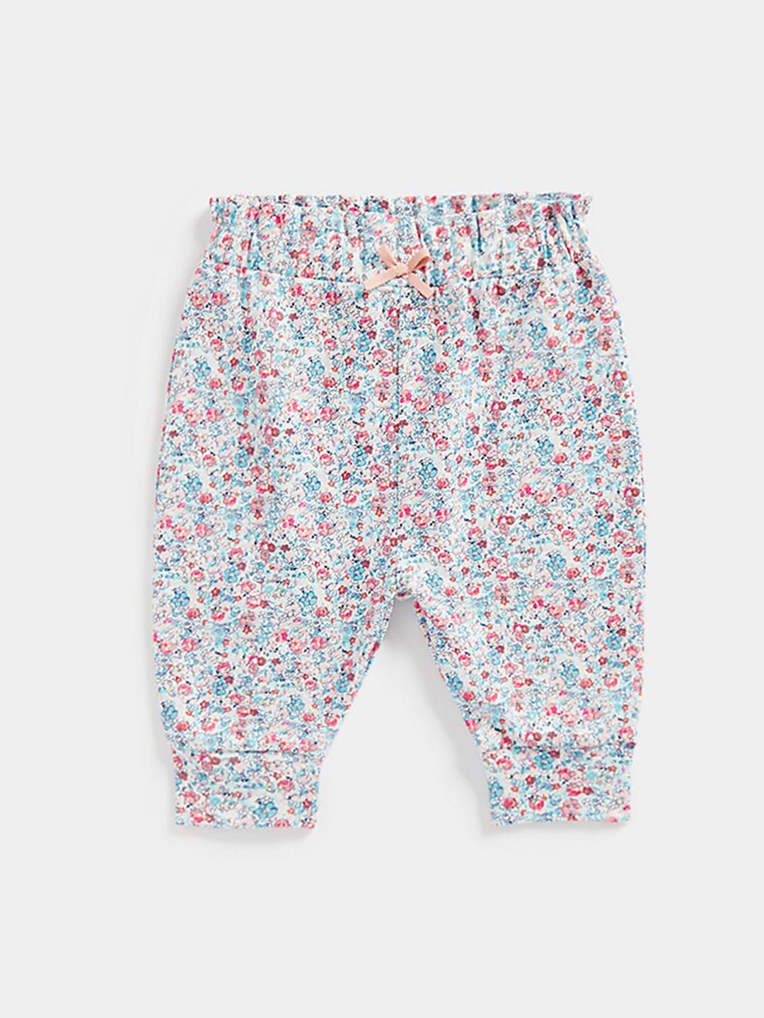 

mothercare Infants Floral Printed Pure Cotton Joggers, Blue