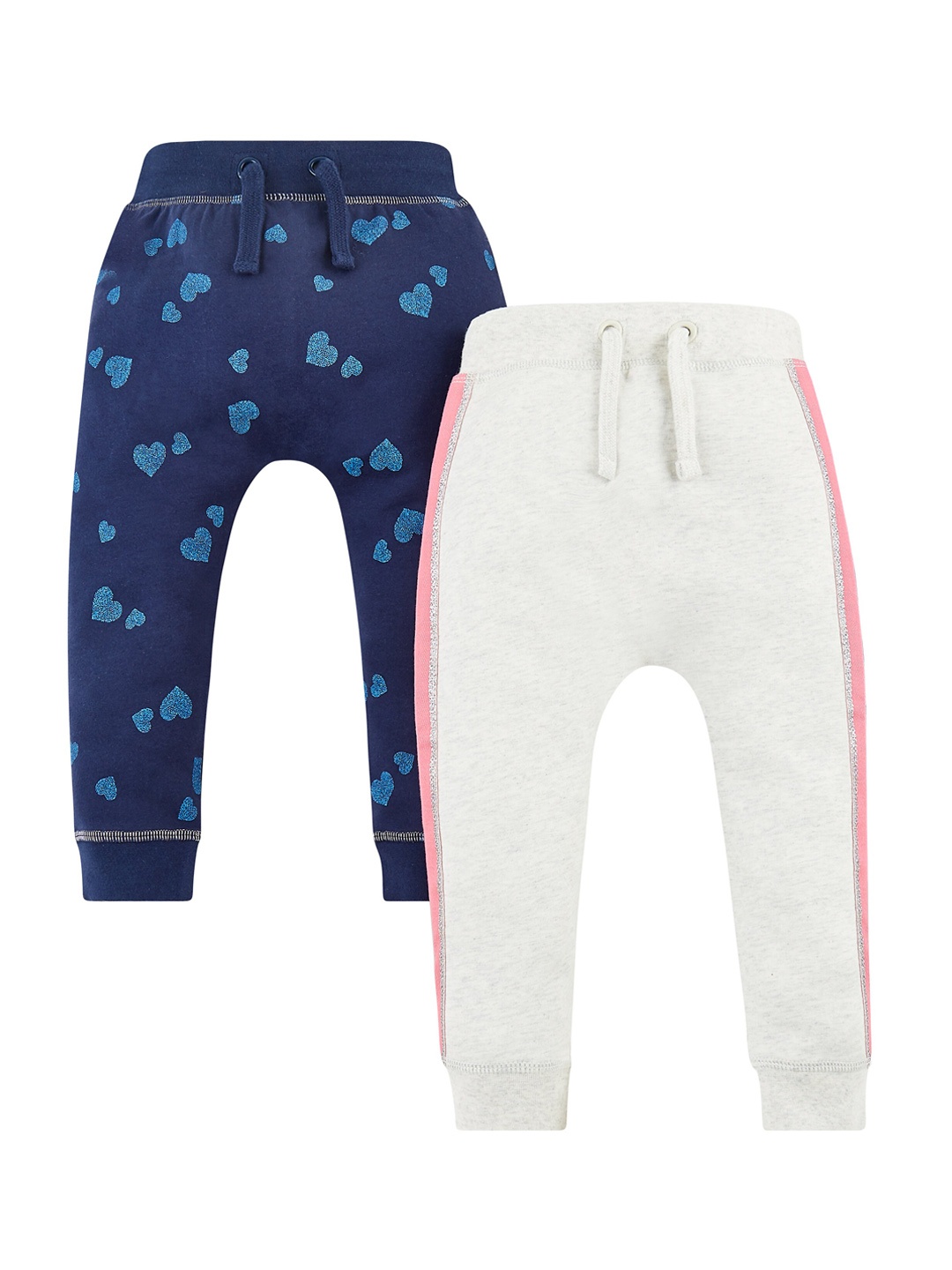 

mothercare Girls Pack Of 2 Printed Pure Cotton Joggers, Grey