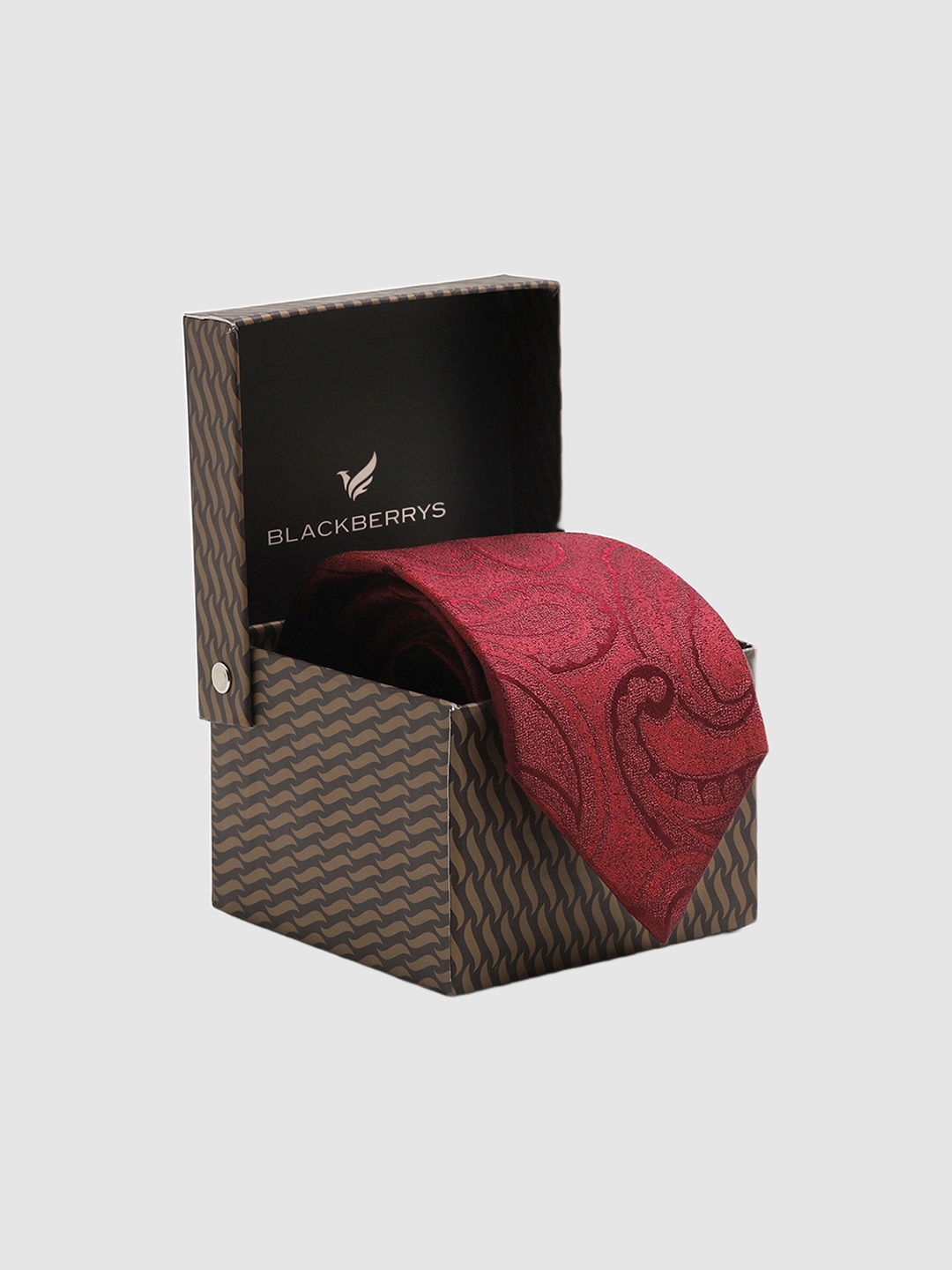 

Blackberrys Woven Design Pure Silk Broad Tie, Maroon