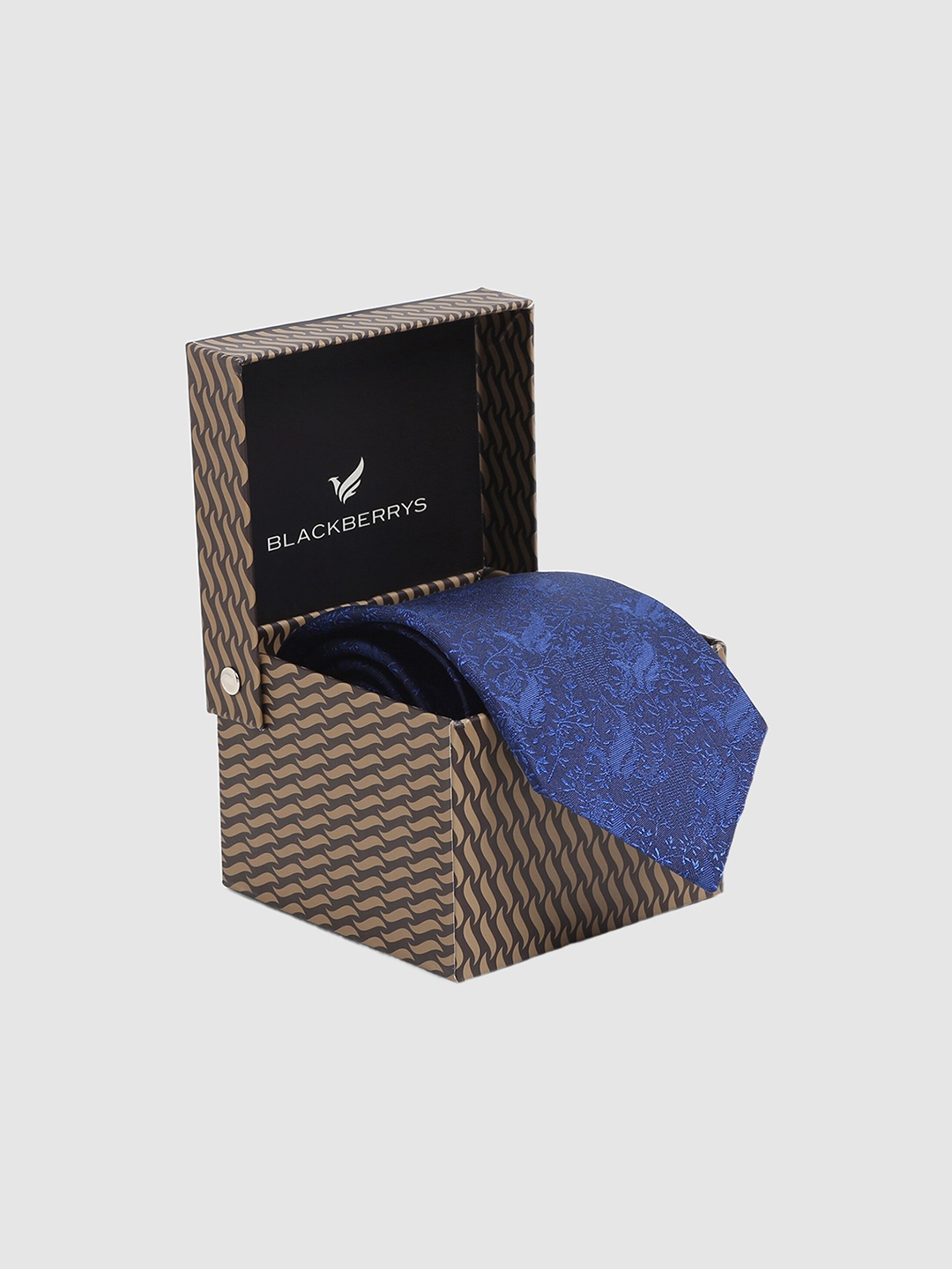 

Blackberrys Woven Design Silk Broad Tie, Navy blue