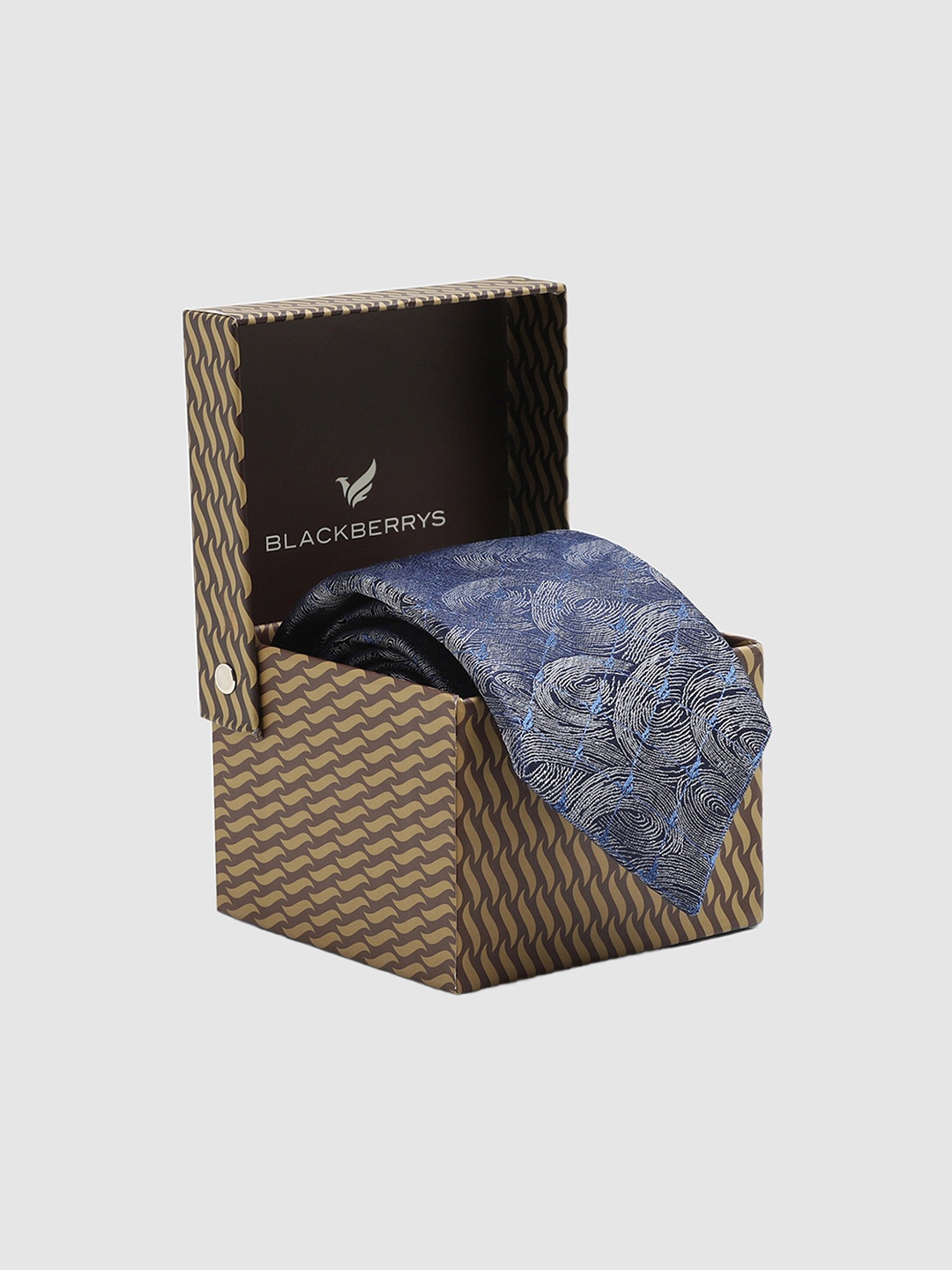

Blackberrys Woven Design Silk Broad Tie, Navy blue
