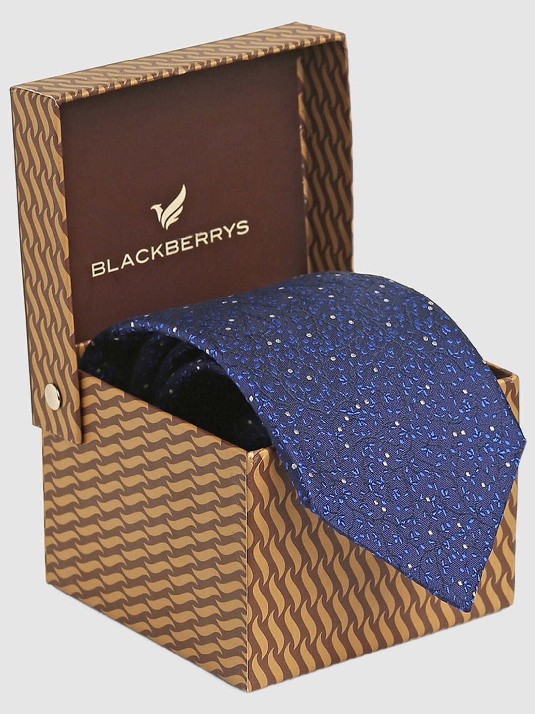 

Blackberrys Woven Design Silk Broad Tie, Navy blue