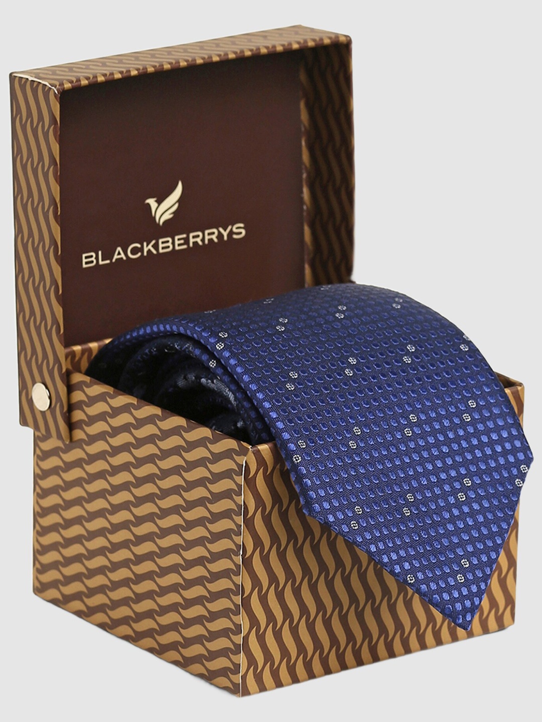 

Blackberrys Woven Design Silk Broad Tie, Navy blue