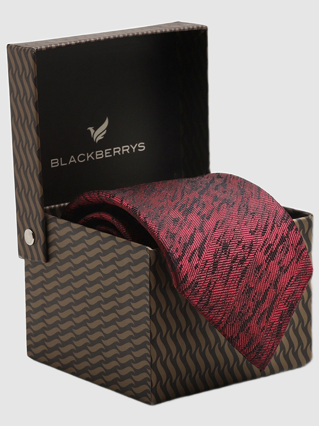 

Blackberrys Woven Design Silk Formal Broad Tie, Maroon