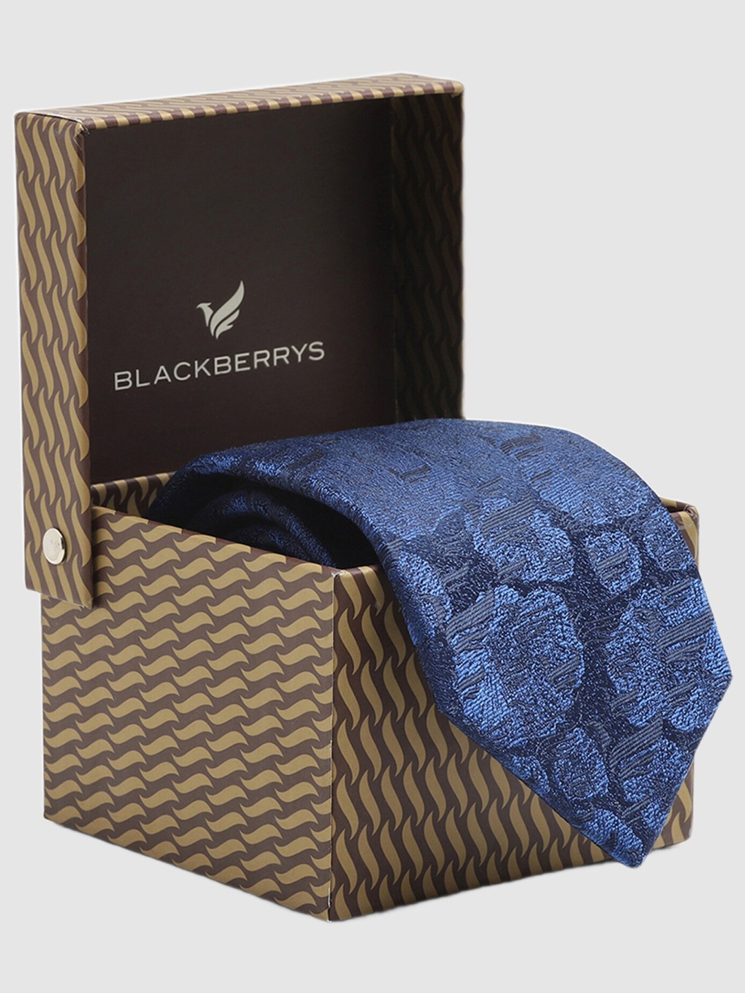 

Blackberrys Floral Woven Design Silk Formal Skinny Tie, Navy blue