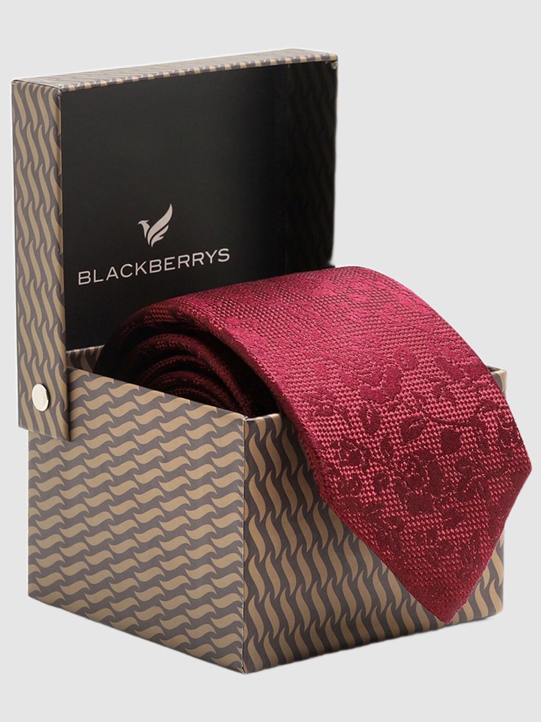 

Blackberrys Woven Design Silk Broad Tie, Maroon