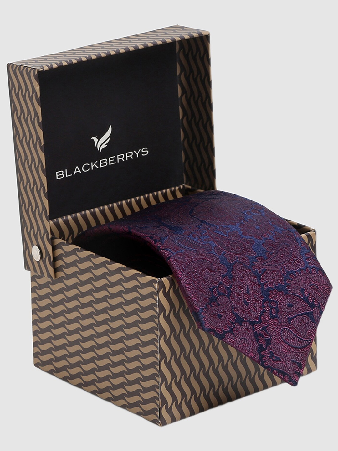 

Blackberrys Woven Design Pure Silk Broad Tie, Burgundy