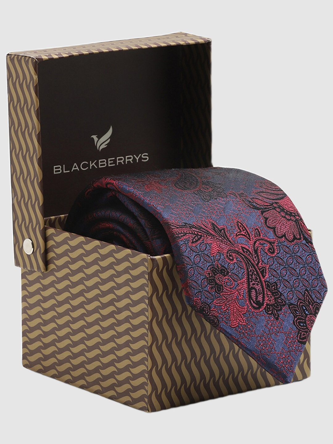 

Blackberrys Woven Design Silk Broad Tie, Blue