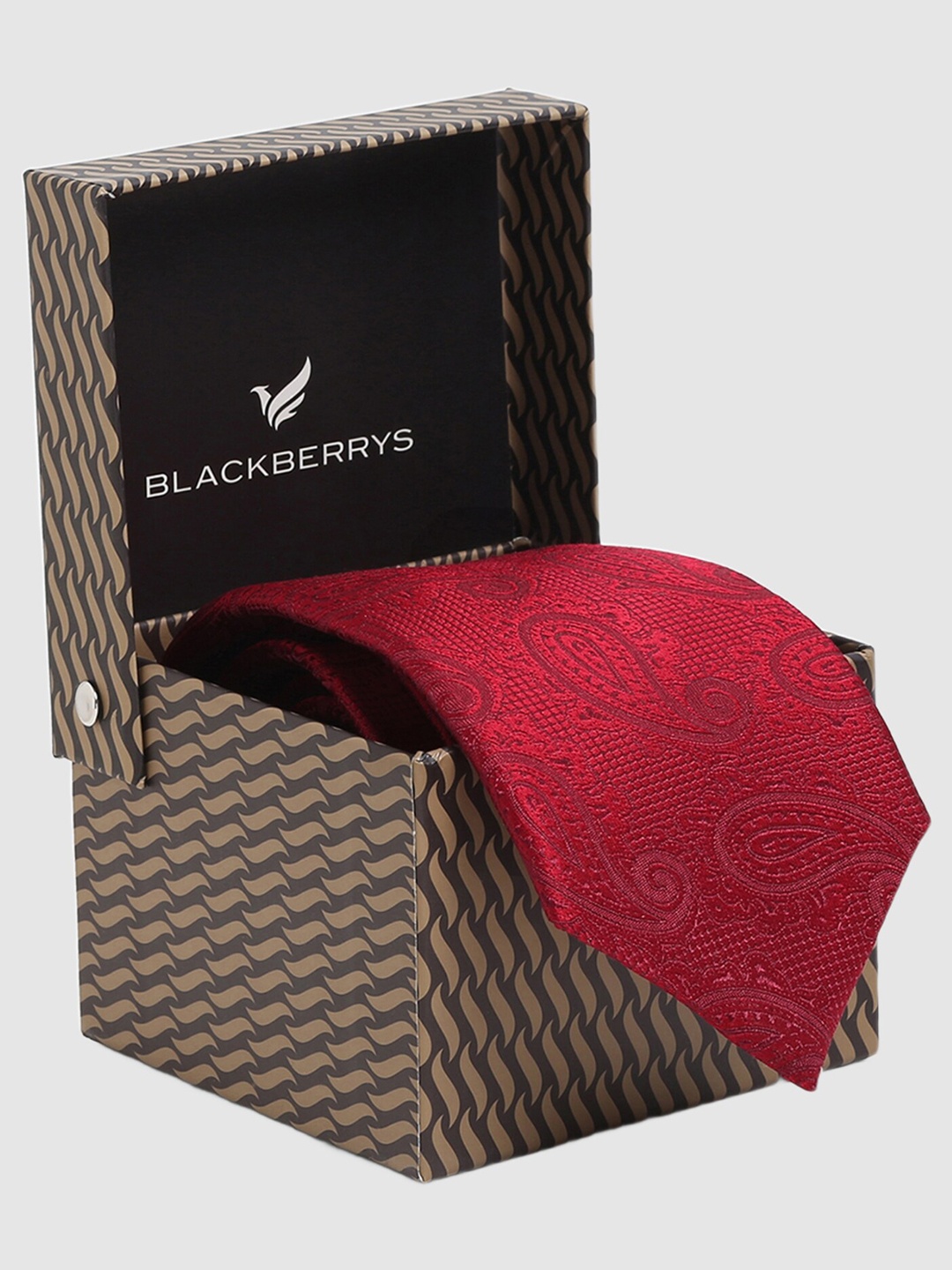 

Blackberrys Woven Design Silk Broad Tie, Red