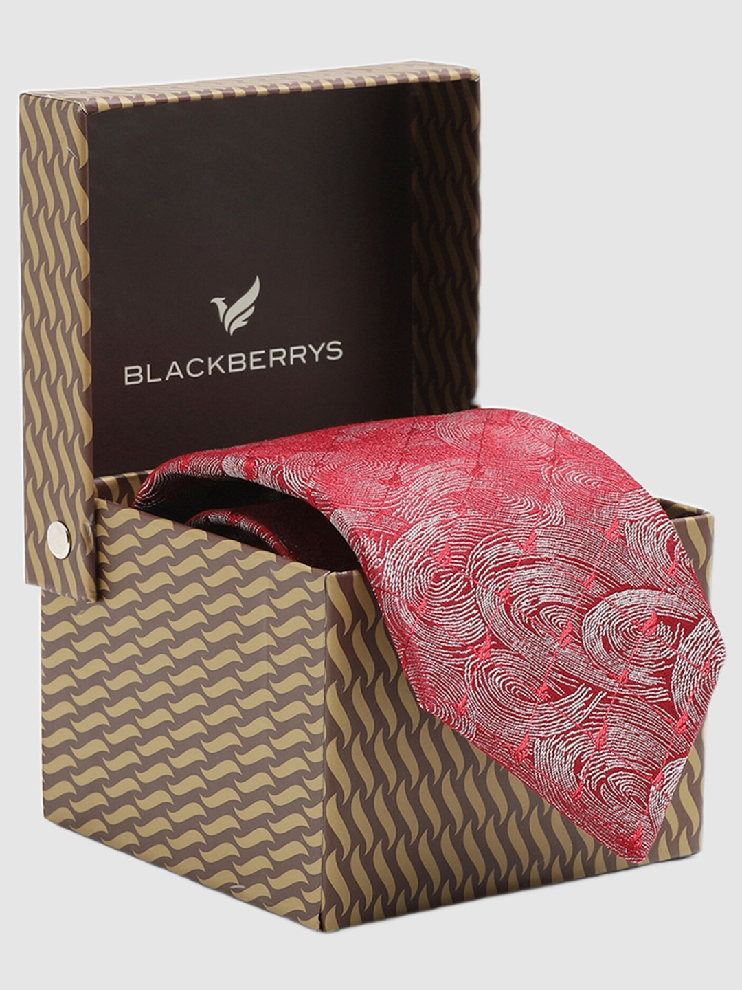 

Blackberrys Woven Design Silk Broad Tie, Red