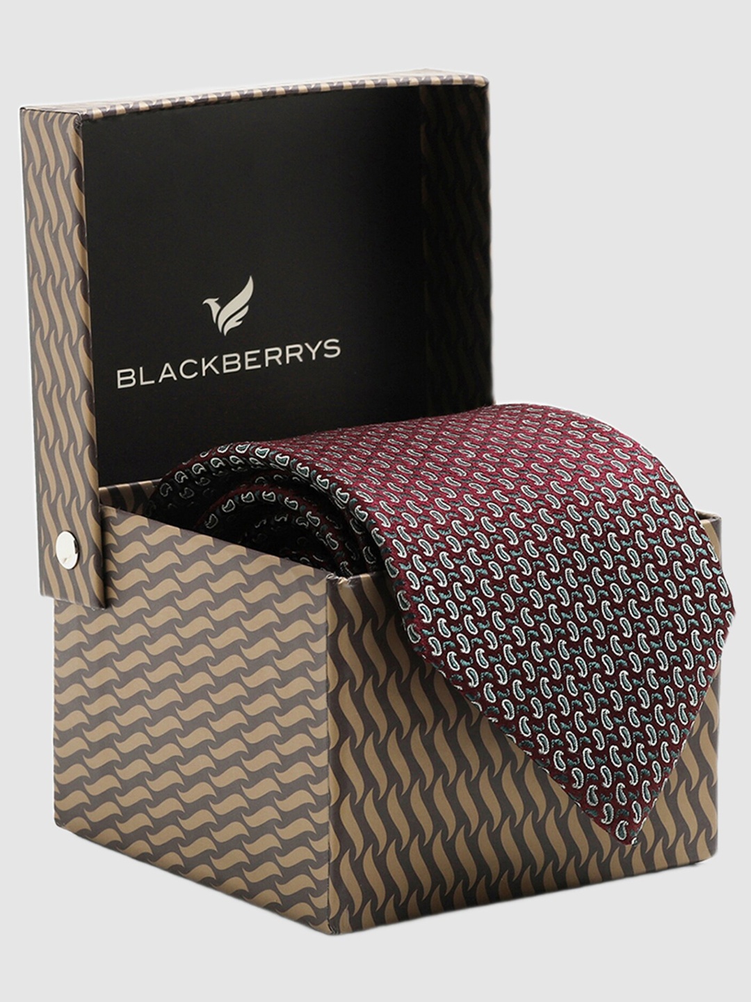 

Blackberrys Woven Design Silk Formal Skinny Tie, Brown