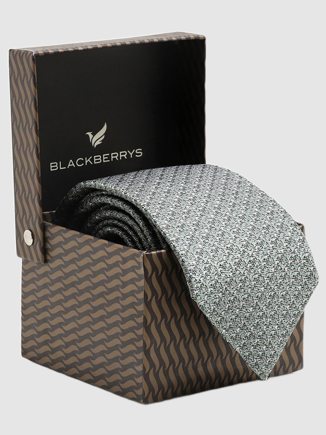 

Blackberrys Woven Design Pure Silk Broad Tie, Green