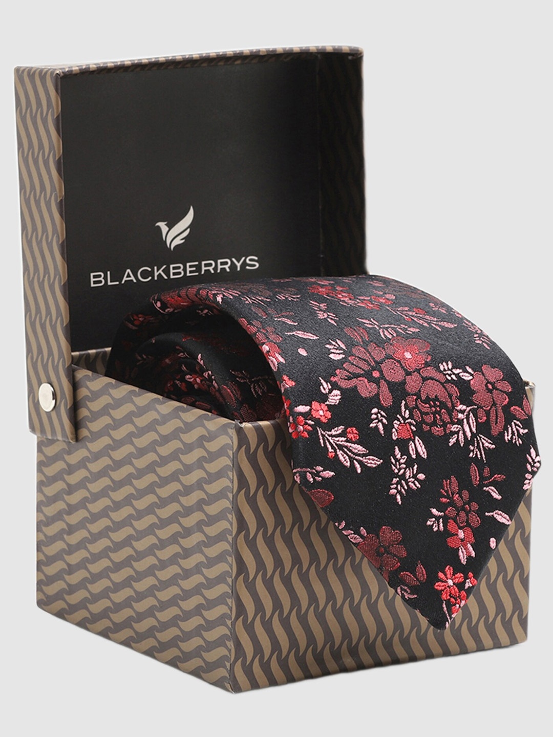 

Blackberrys Woven Design Silk Broad Tie, Maroon